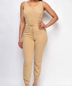 Emprada Remi Beige Khaki Jumpsuit Loungewear