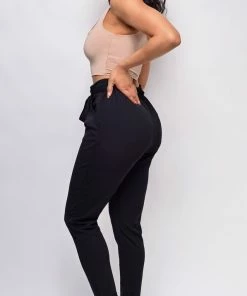 Emprada Hettie Black High Waist Tie Pants Bottoms