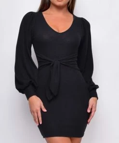 Emprada Dresses Ultimate Black Waist Tie Mini Dress