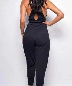 Emprada Run To Me Black Halter Neck Split Jumpsuit