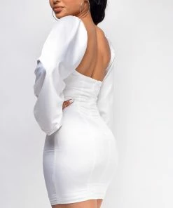 Emprada Dresses Belize White Satin Dress