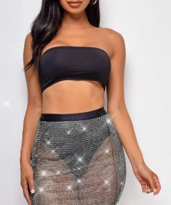 Emprada Skirts Bea Black Jeweled Rhinestone Cover Up Skirt