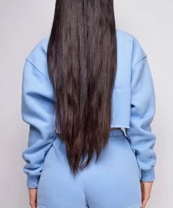 Emprada Blue Dresses Cozy Up Blue High Waist Shorts & Crop Sweater Lounge Set