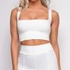 Emprada Soph White Square Neck Crop Top