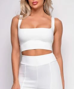 Emprada Soph White Square Neck Crop Top