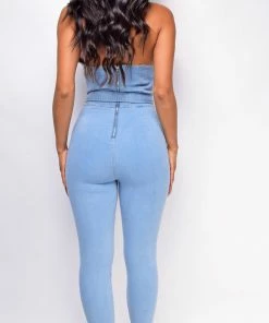 Emprada Jumpsuits & Rompers Aline Blue Plunge Surplice Denim Jumpsuit 5 Emprada Jumpsuits & Rompers Aline Blue Plunge Surplice Denim Jumpsuit