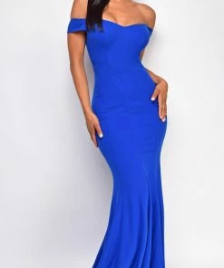 Emprada Hazel Blue Off Shoulder Gown