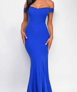 Emprada Hazel Blue Off Shoulder Gown