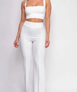 Emprada Bottoms Ellery White High Waist Flare Pants