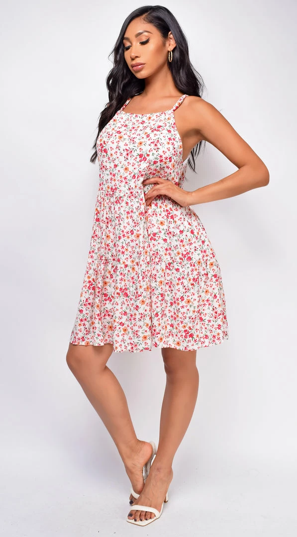Emprada Bianca White Pink Floral Dress Dresses 2 Emprada Bianca White Pink Floral Dress Dresses