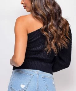 Emprada Tops Emerson Black One Shoulder Sweater Top 5 Emprada Tops Emerson Black One Shoulder Sweater Top