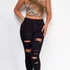 Emprada Moving On Black Distressed Jeans Bottoms