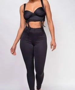 Emprada Eloisa Black Crop Top & Pant Set
