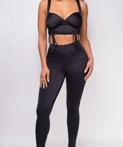 Emprada Eloisa Black Crop Top & Pant Set