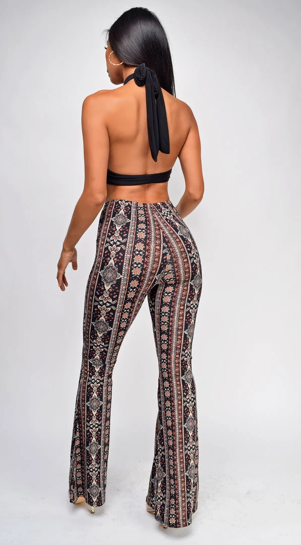 Emprada Zayn Black Multi Boho Print Bell Bottom Pants Bottoms 2 Emprada Zayn Black Multi Boho Print Bell Bottom Pants Bottoms