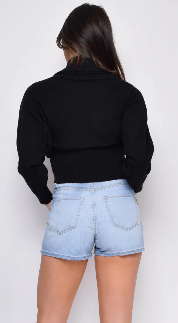 Emprada Ophelia Black Knitted Long Sleeve Front Wrapped Crop Sweater Tops 2 Emprada Ophelia Black Knitted Long Sleeve Front Wrapped Crop Sweater Tops