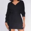 Emprada Jeanie Black Ribbed Sweater Dress Dresses
