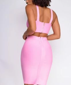 Emprada Milly Pink Bandage Top And Skirt Set 5 Emprada Milly Pink Bandage Top And Skirt Set