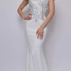 Emprada Ensley Off White Off Shoulder Silver Lace Detail Gown