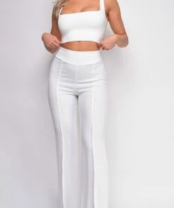 Emprada Bottoms Ellery White High Waist Flare Pants