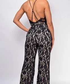 Emprada Romilda Black Lace Jumpsuit