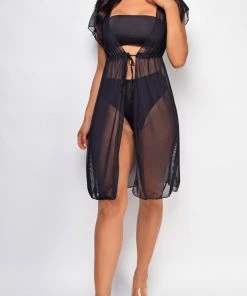 Emprada Swim Aysia Black Tie Up Cover Up