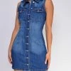 Emprada Rock Your Body Blue Denim Dress Dresses