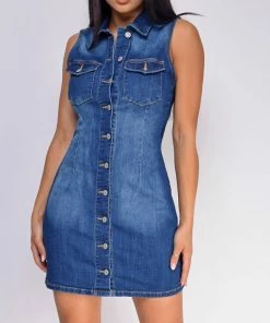 Emprada Rock Your Body Blue Denim Dress Dresses
