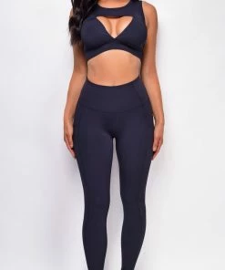 Emprada Fit Black Cut Out Front Gym Set