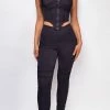 Emprada Cinzia Black Ruched Pants Set Loungewear