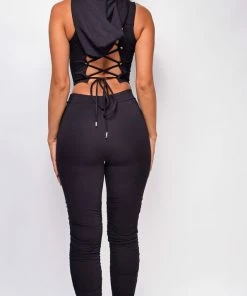 Emprada Cinzia Black Ruched Pants Set Loungewear