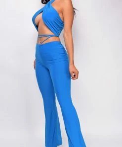 Emprada Rialta Blue Cross Over Halter Set