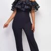 Emprada Sancia Black Off Shoulder Lace Jumpsuit