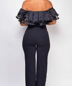 Emprada Sancia Black Off Shoulder Lace Jumpsuit 6 Emprada Sancia Black Off Shoulder Lace Jumpsuit