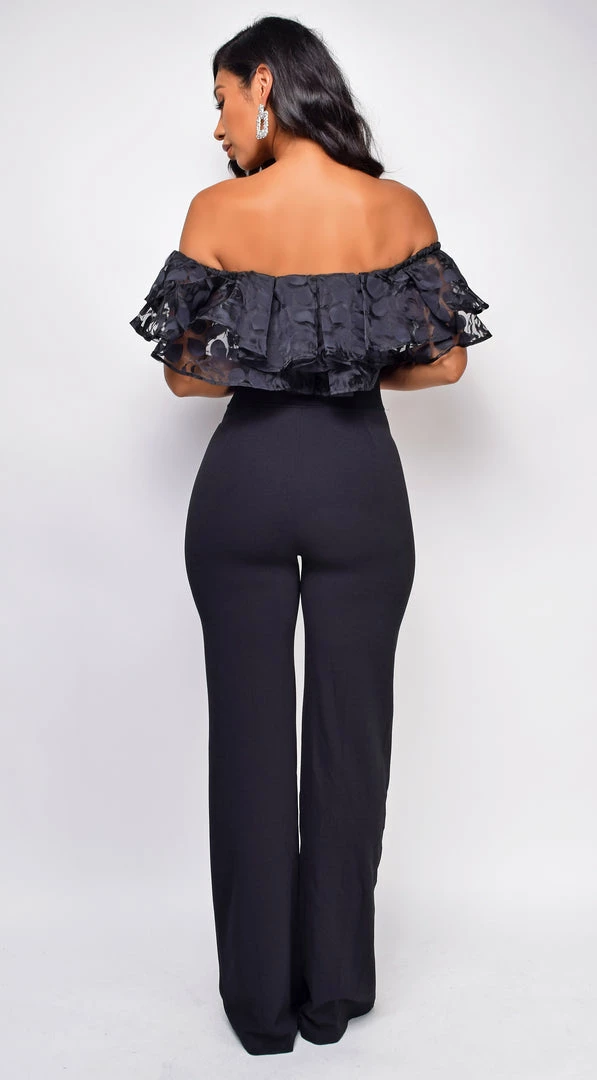 Emprada Sancia Black Off Shoulder Lace Jumpsuit 3 Emprada Sancia Black Off Shoulder Lace Jumpsuit
