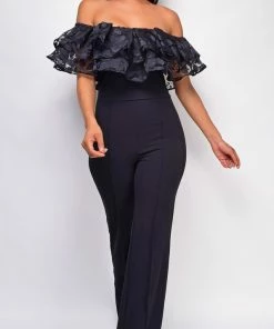 Emprada Sancia Black Off Shoulder Lace Jumpsuit 7 Emprada Sancia Black Off Shoulder Lace Jumpsuit