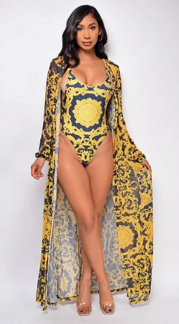 Emprada Rina Black Gold Multi Print Swimwear & Cover Up 1 Emprada Rina Black Gold Multi Print Swimwear & Cover Up