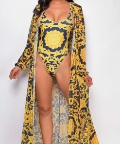 Emprada Rina Black Gold Multi Print Swimwear & Cover Up 11 Emprada Rina Black Gold Multi Print Swimwear & Cover Up