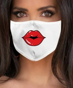 Emprada Lips Red White Women's Reusable Face Mask