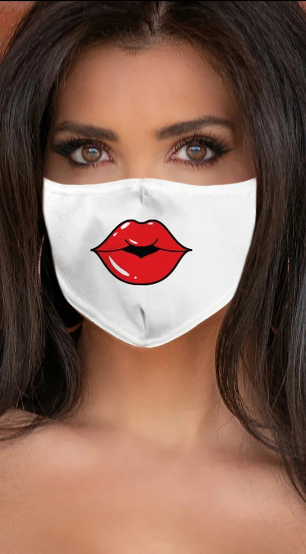 Emprada Lips Red White Women's Reusable Face Mask 1 Emprada Lips Red White Women's Reusable Face Mask