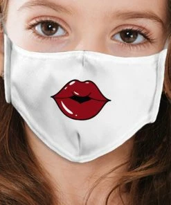 Emprada Masks Lips Dark Red White Girl's Reusable Face Mask