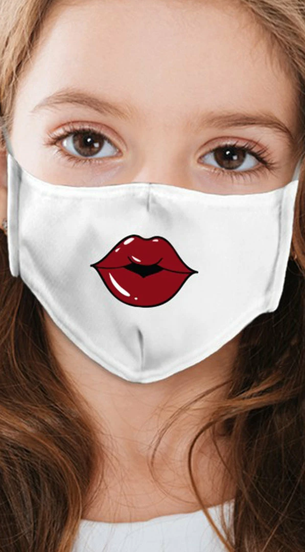 Emprada Masks Lips Dark Red White Girl's Reusable Face Mask 1 Emprada Masks Lips Dark Red White Girl's Reusable Face Mask
