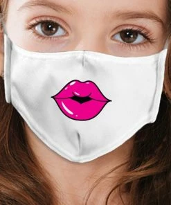 Emprada Lips Hot Pink White Girl's Reusable Face Mask Masks