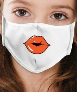 Emprada Lips Orange White Girl's Reusable Face Mask