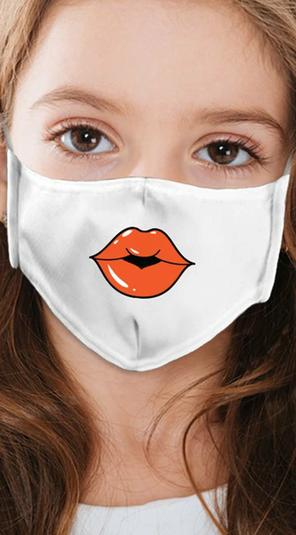 Emprada Lips Orange White Girl's Reusable Face Mask 1 Emprada Lips Orange White Girl's Reusable Face Mask