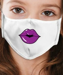 Emprada Lips Purple White Girl's Reusable Face Mask