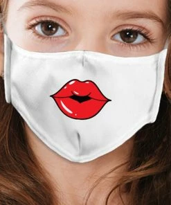 Emprada Masks Lips Red White Girl's Reusable Face Mask