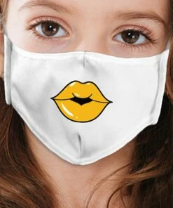 Emprada Lips Yellow White Girl's Reusable Face Mask Masks