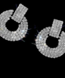 Emprada Round Silver Crystal Drop Earrings