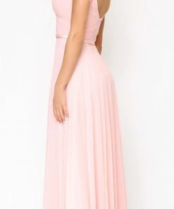 Emprada Kinsley Blush Pink Pleated Maxi Dress Dresses